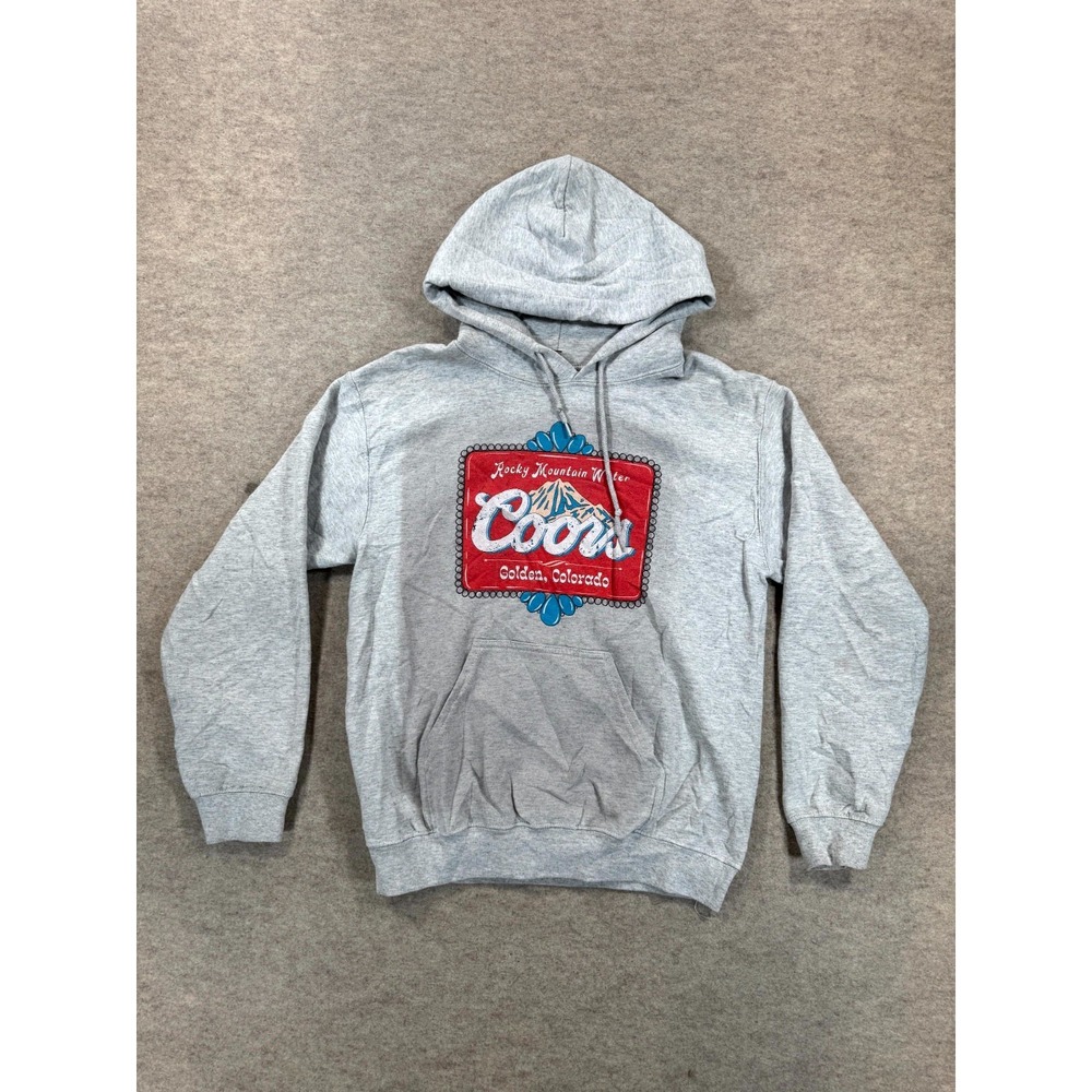 Gildan Coors Golden Colorado Mountain Hoodie Mens Small Heather Gray Pullover